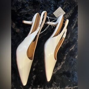 a new day off White Patent Slingback Pointed Toe Heels
